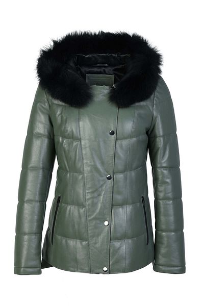 Tamer Tanca Water Green Genuine Leather Women's Coat