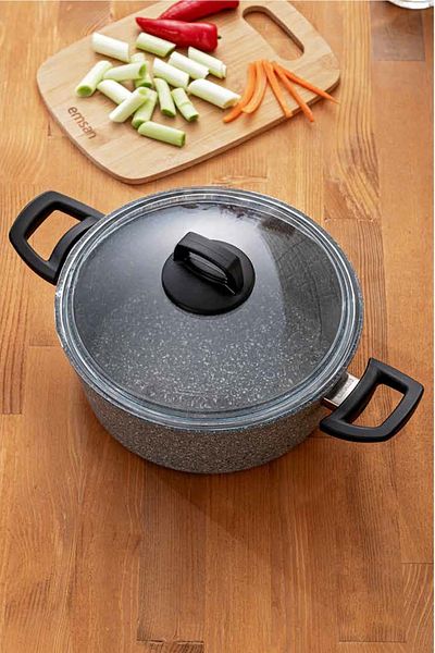 Emsan 20 Cm Titanium Granite Deep Pot