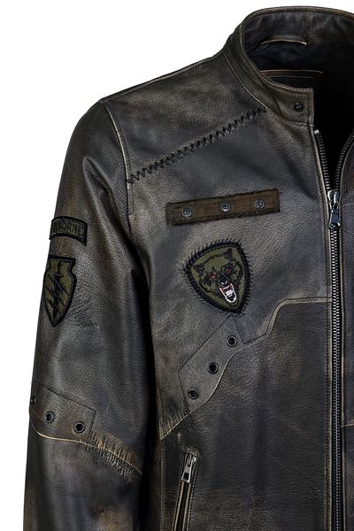 Tamer Tanca Genuine Leather Black Men's Antique Coat