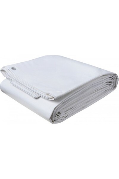 Genel Markalar 6x7 Metre Ebatlı Branda Beyaz Yağmur Kar Su Geçirmez Halkalı Koruma Branda Inşaat Örtüsü Saman Çadır