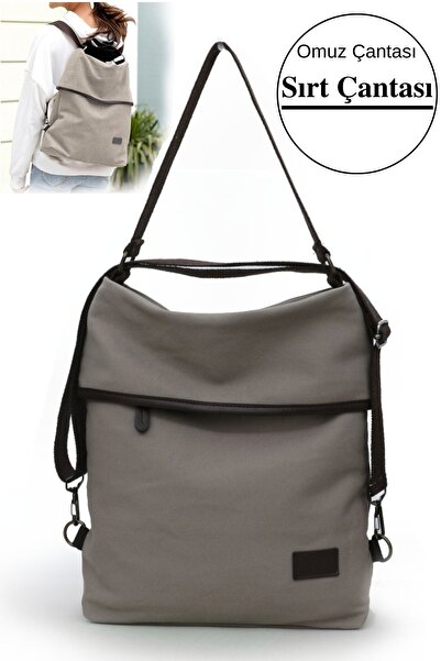 Cappadocia Vintage 3210 Kyra Kadın Açık Gri Omuz Sırt El Çantası %100 Pamuk K...