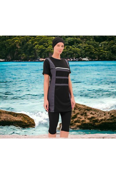 Shopiolog Long Sleeve Palm Tree Patterned Flexible Full Hijab