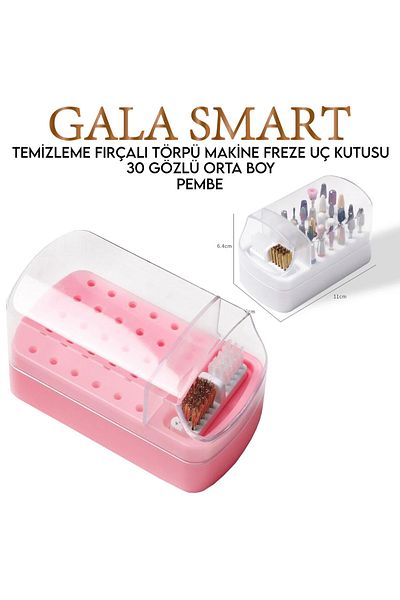 gala smart صندوق لقمة طحن وردي مكون من 30 حجرة مع فرشاة تنظيف