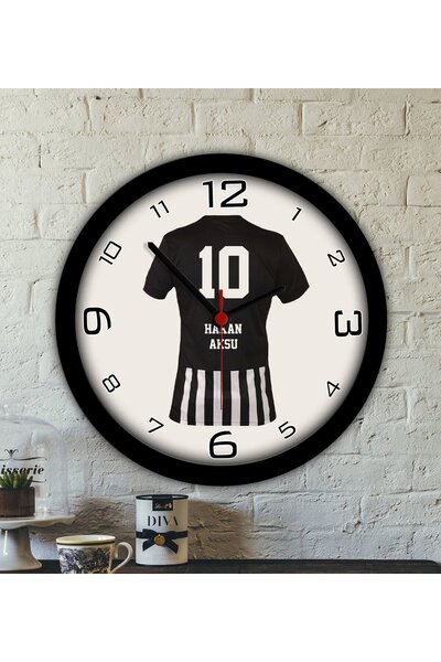 Bk Gift Kişiye Özel İsimli Taraftar Ahşap Duvar Saati–13, Arkadaşa Hediye, Se...