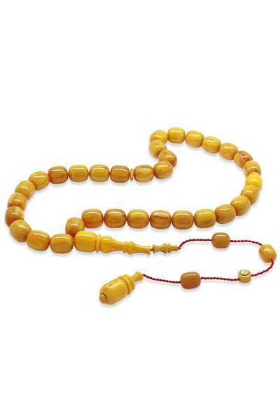 Tesbihane Special Cut Mustard Colored Catalin Rosary with System, Each with Master Workmanship