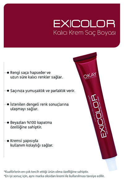 Exicolor 7.111 EKSTRA KÜLLÜ KUMRAL Kalıcı Krem Saç Boyası 60ml