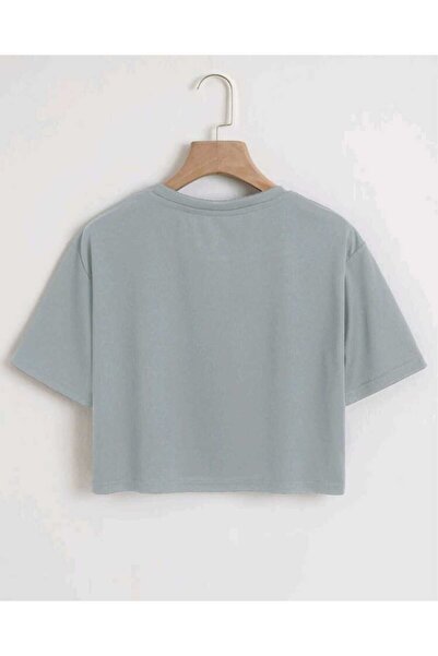 FAVORİST Γυναικείο υπερμεγέθη Crop T-shirt Happy Daisy Printed