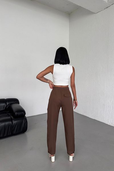 OUZ Fashion Women's Buttoned Trousers - Pocket Cover
