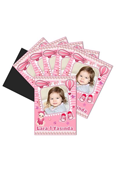 Elara Tasarım 1 Yaş Kişiye Özel Doğum Günü Magnet Hediye 5x7 16 Adet Poşetli