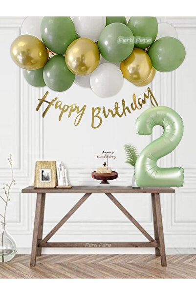 parti pera Retro Su Yeşili Rakam Folyo Balon Küf Yeşili Beyaz Krom Gold Balon...