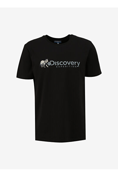 Discovery Expedition D4SM-TST3308 Siyah Bisiklet Yaka Basic Baskılı Erkek T-S...