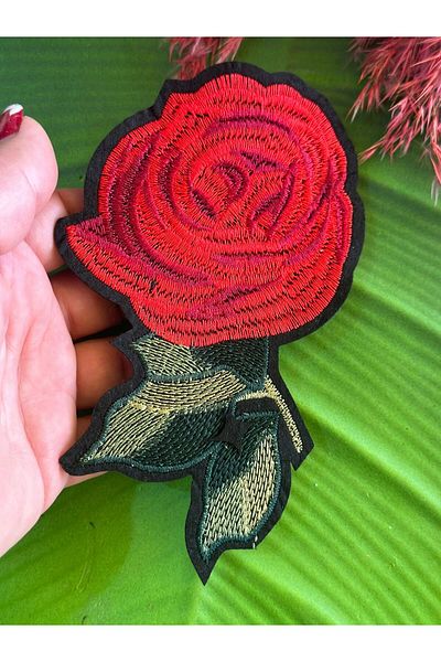 Gönülden Tasarım 15X10 CM FERĂSTREȚĂȚIȚĂ BORDURIȚĂ FĂRĂ FERĂSTRĂ FLORI ROȘI TRĂMĂȚIȚĂ APLICATĂ ACCESORIUL DE CUSUT