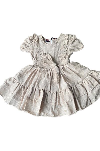 Ded COLLECTION Rochie de sărbători cu mânecă scurtă, cu curea, împletită cu volane