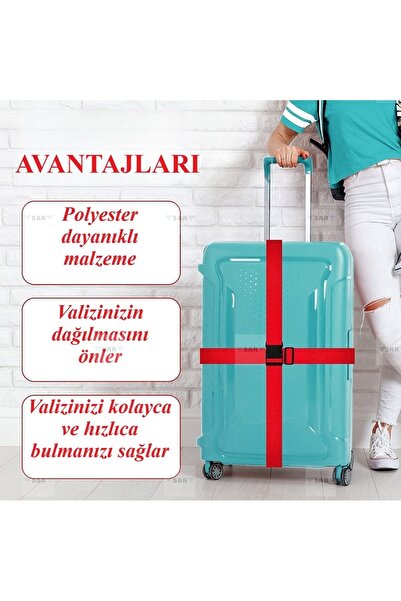 SAR 4 Adet Valiz Bavul Emniyet Kemeri Kırmızı