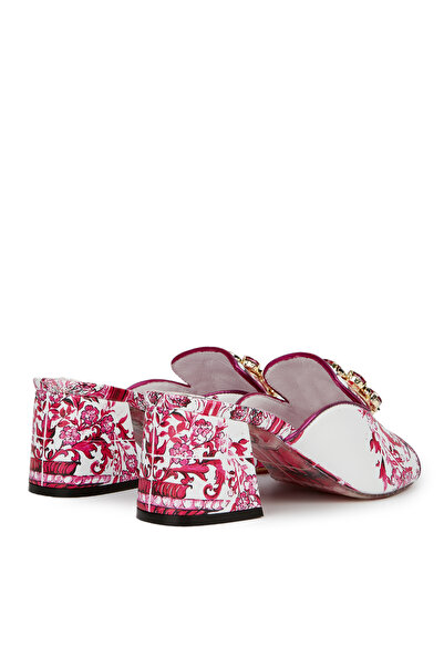 Cengiz Gümüş Özel Deri Boyama Taş Toka Topuklu Kadın Terlik