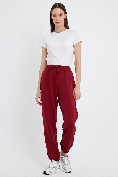 kef clothing Unisex Claret Red Elastic Leg Oversize Bottom Tracksuit