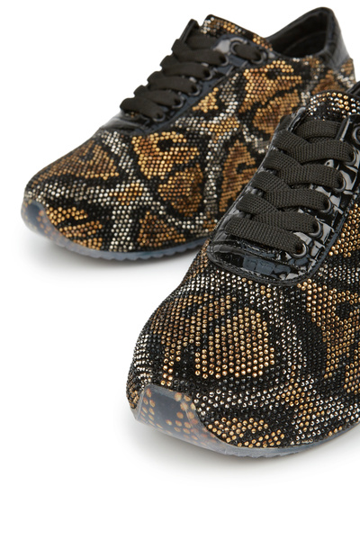 Cengiz Gümüş Siyahlı Altın Taşlı Kadın Spor Ayakkabı