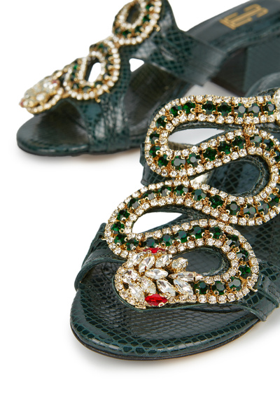 Cengiz Gümüş Yılan Taşlı Model Topuklu Kadın Terlik