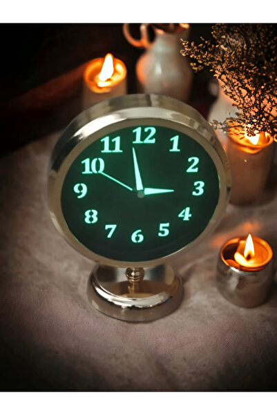 Bahat Fosforlu Gece Görünen Parlayan Gold Metal Ofis Salon Otel Masa Saati