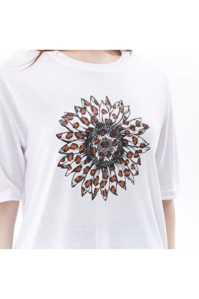 defys Defy's Women - Κοντομάνικο μπλουζάκι με λεπτομέρεια σχισμής και στάμπα