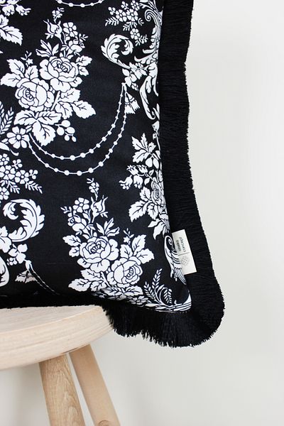 Alseko Concept Cioc negru, model damasc, husă de pernă pătrată decorativă 43x43cm