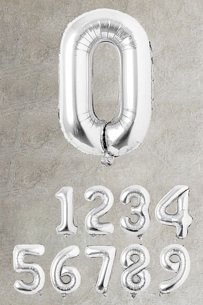 PEKSHOP Silver Number Foil Balloon Large Size Silver Number Balloons 100cm 40inch