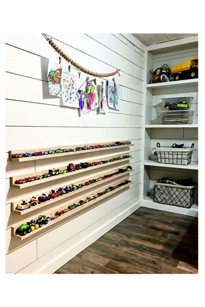 hommy Samyeli Doğal Masif Ahşap Montessori Araba Rafı