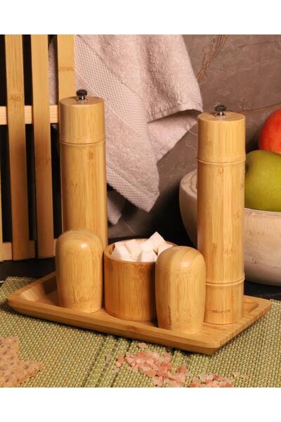 Bambum Atbyhome Standlı Tuzluk Biberlik Öğütücü Değirmen Seti Büyük 6 Parça