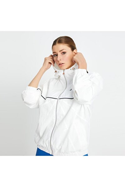 Ellesse Γυναικείο μπουφάν με φερμουάρ και κουκούλα Λευκό Καλοκαιρινό