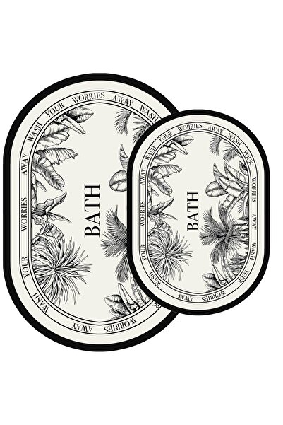 Decomia Home Цифровий нековзний праний чорно-білий ботанічний подвійний набір килимків для ванної кімнати Килимок для ванної кімнати Декор для ванної кімнати