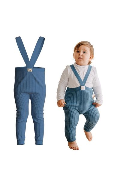 Mama Yoyo Baby&Kids Strappy Organic Knitted Baby Tights - Indigo