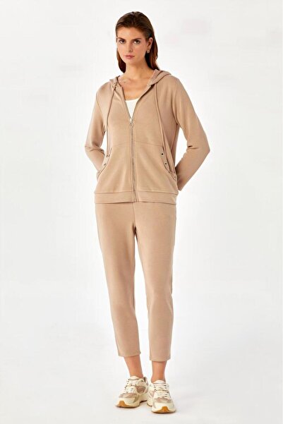 İKİLER Önü Fermuarlı Kapüşonlu Cepli S-Shirt 024-2102