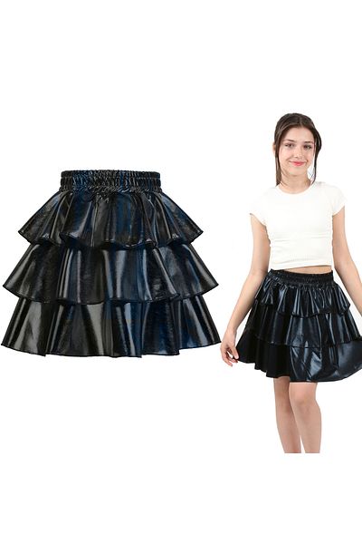 ERDEM KIDS Fusta cu volane în 3 straturi, lucioasă, metalizată, cu talie elastică