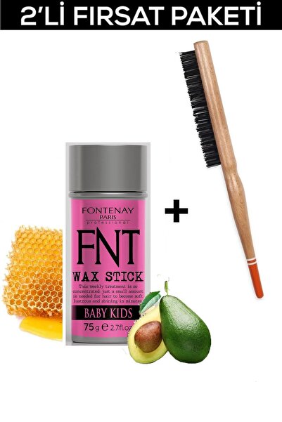 Fontenay Hair Wax Stick 75gr For Kids + Profesyonel Topuz Fırçası 3033 2'Li Set