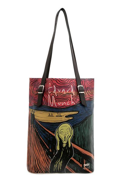 Dogo Women's Vegan Leather Black Shoulder Bag - Edvard Munch The Scream Muse Design