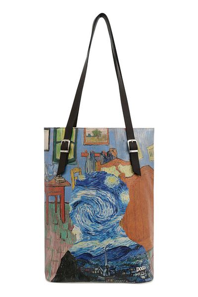 Dogo Geantă de umăr albastră din piele vegană pentru femei - Vincent Van Gogh Lost Mind Muse Design