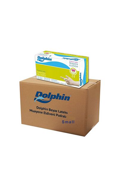 Dolphin قفازات فحص صغيرة من اللاتكس باللون الأبيض - 20 قطعة، عبوة من 100 قطعة/صندوق