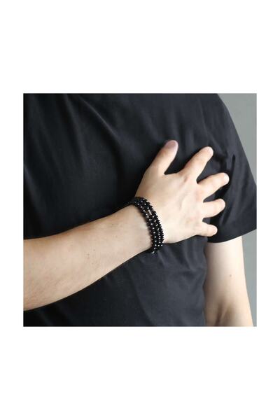 Tesbihane Hem Bileklik - Hem Küre Kesim 99'Lu Siyah Oniks Doğaltaş Tesbih 104000289