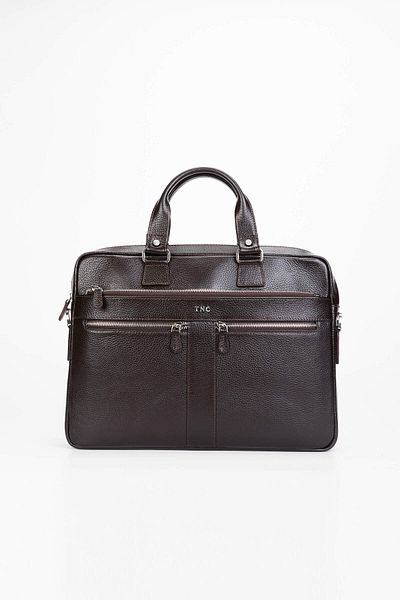 Tamer Tanca Men's Genuine Leather Brown Briefcase