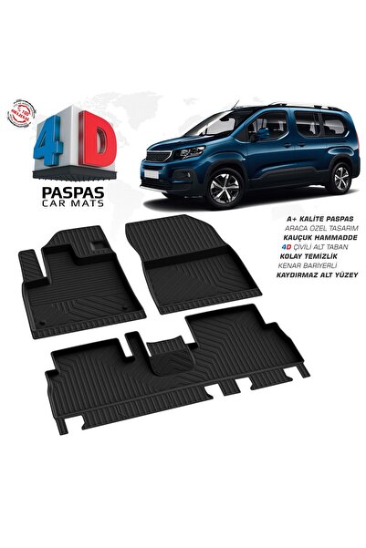 Türkmen TÜRKMEN Peugeot Rifter 2019 Üzeri  A+Kalite 4D Siyah Havuzlu Kauçuk P...