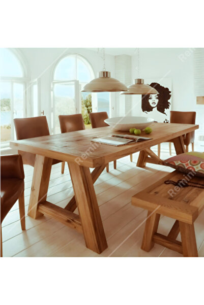 ENJOY LİFE Ahşap Doğal Kütük Masa 80x250cm ( Kamelya-ofis-yemek )(+isteğe Gör...