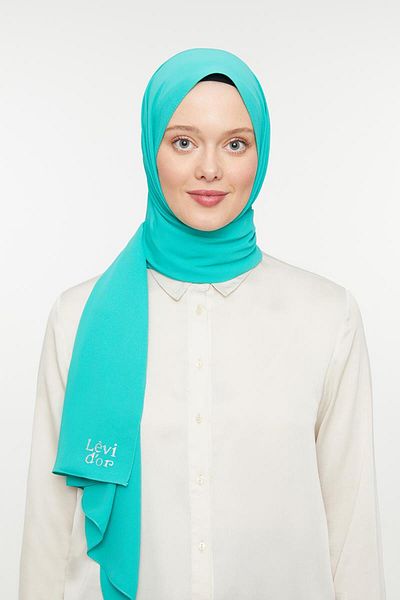 Levidor Turquoise Green Plain Medina Silk Shawl