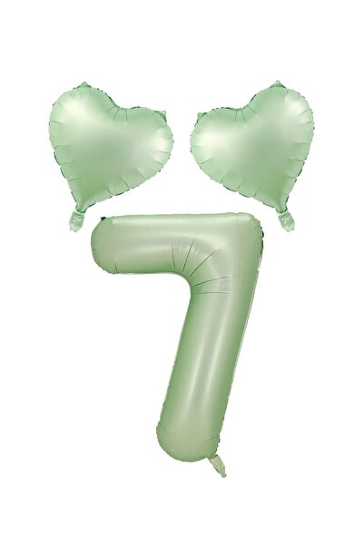 BEST PARTİ DOĞUM GÜNÜ PARTİ SÜSLERİ 7 Year Old Water Green Color Number Heart...