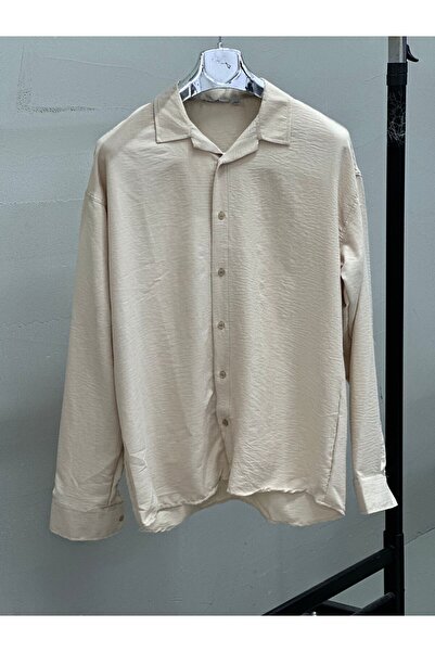 JAKARLI Ανδρικό πουκάμισο με υφή Aerobin λινό Oversize