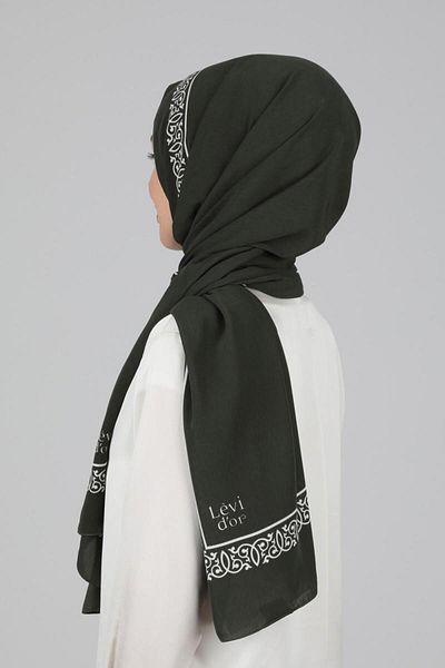 Levidor Khaki Patterned Medina Silk Shawl