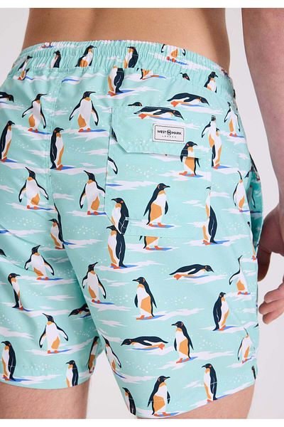 WESTMARK LONDON Ανδρικό μαγιό σορτς με στάμπα Mint Penguin Regular Fit WMANIMAL