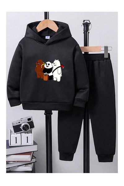 Heybely Kids Kafadar Bears Printed Children's Tracksuit Set 2 Thread Raster