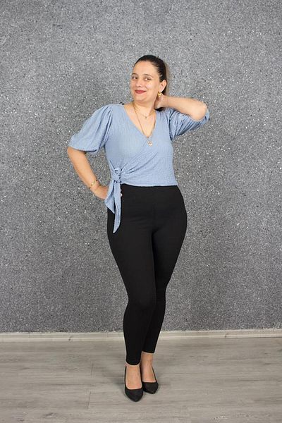 Truva XXL Plus Size Side Tie Wrap Fabric Blouse Colorful B085