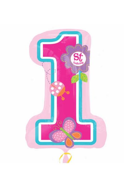 Deniz Party Store Pink Fuchsia Patterned 1 Year Foil Balloon 16" Inch 40 Cm