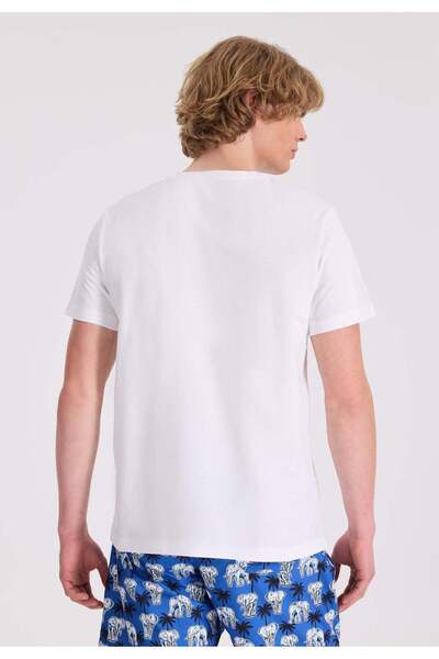 WESTMARK LONDON White Printed Crew Neck Organic Cotton Regular Fit Men's T-Shirt WMCHEST ELEPHANT